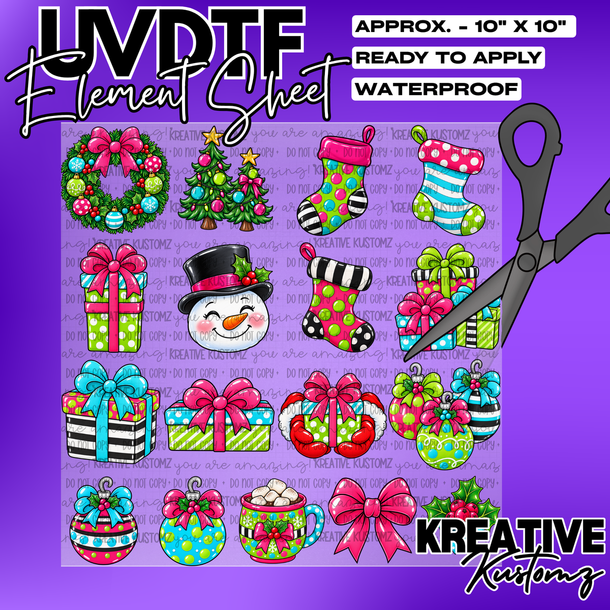 Bright Christmas | UVDTF 10"x10" Element Sheet