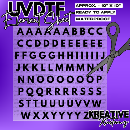 UV-DTF Alphabet Sheets - League Spartan