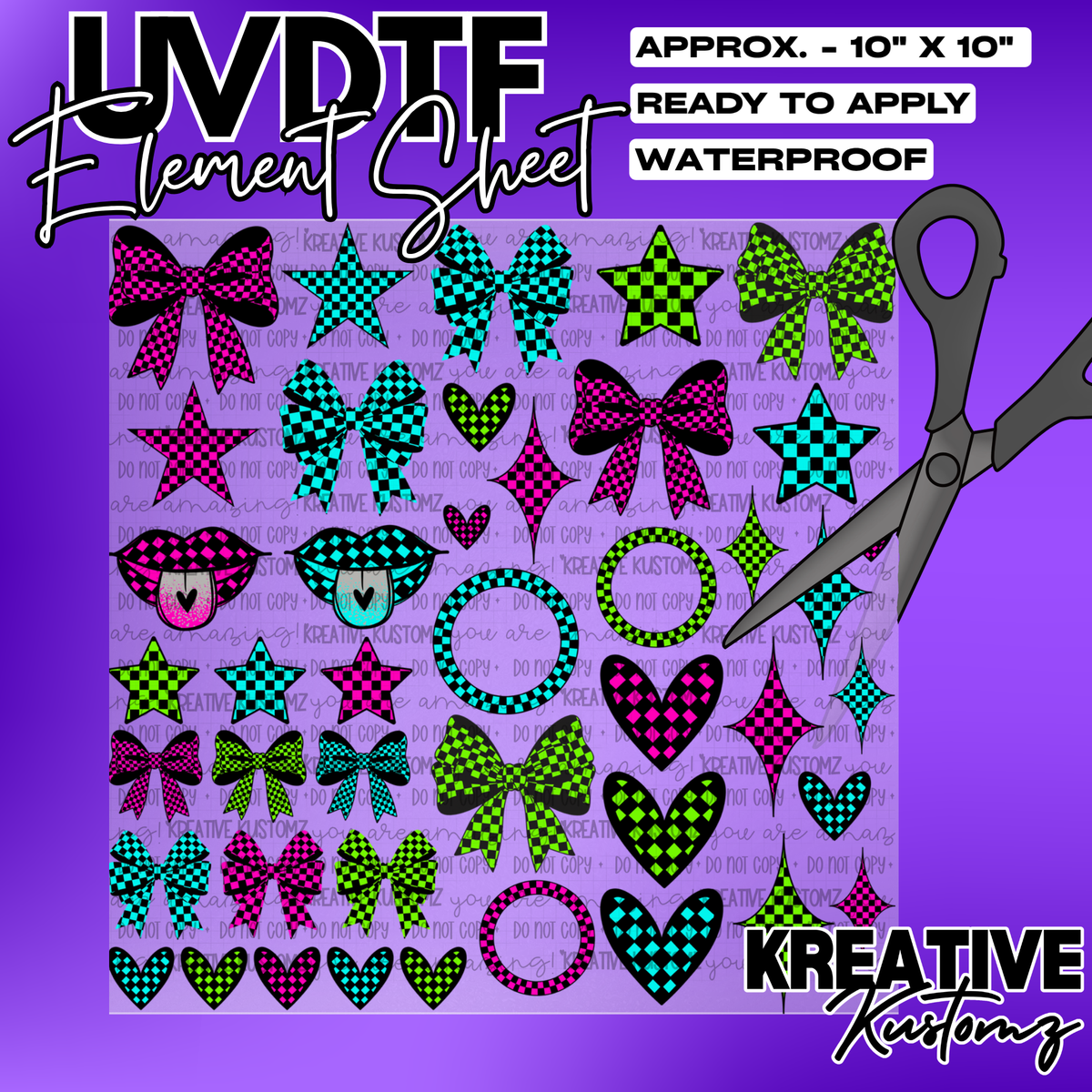 Checkered Elements | UVDTF 10"x10" Element Sheet