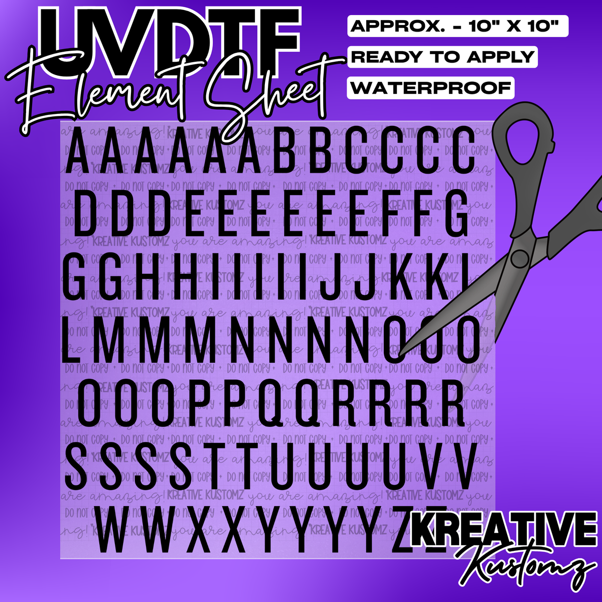 UV-DTF Alphabet Sheets - Knockout