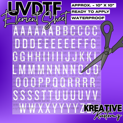 UV-DTF Alphabet Sheets - Knockout