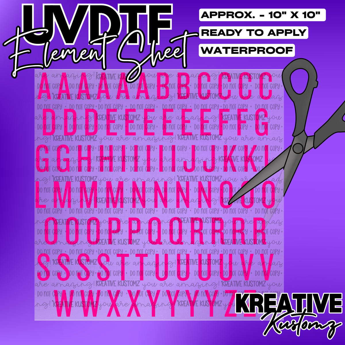 UV-DTF Alphabet Sheets - Knockout