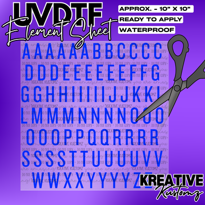 UV-DTF Alphabet Sheets - Knockout