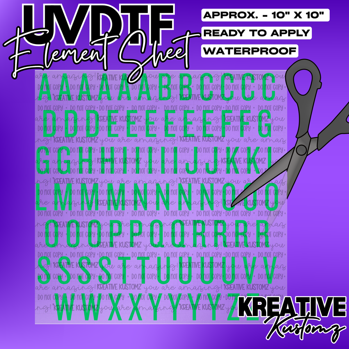 UV-DTF Alphabet Sheets - Knockout