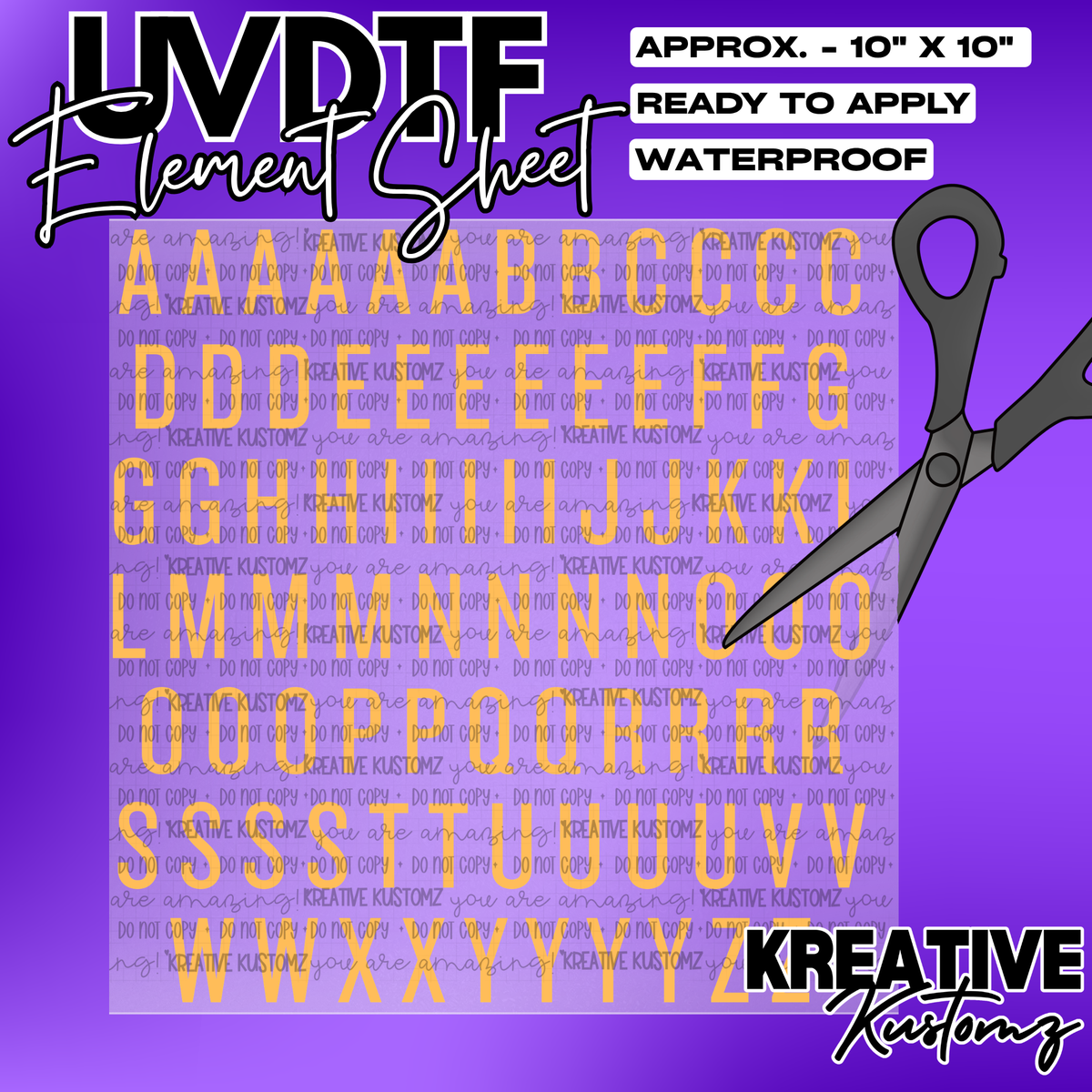 UV-DTF Alphabet Sheets - Knockout