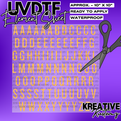 UV-DTF Alphabet Sheets - Knockout