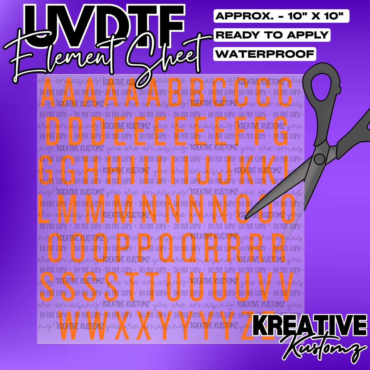 UV-DTF Alphabet Sheets - Knockout