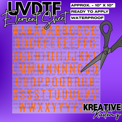 UV-DTF Alphabet Sheets - Knockout