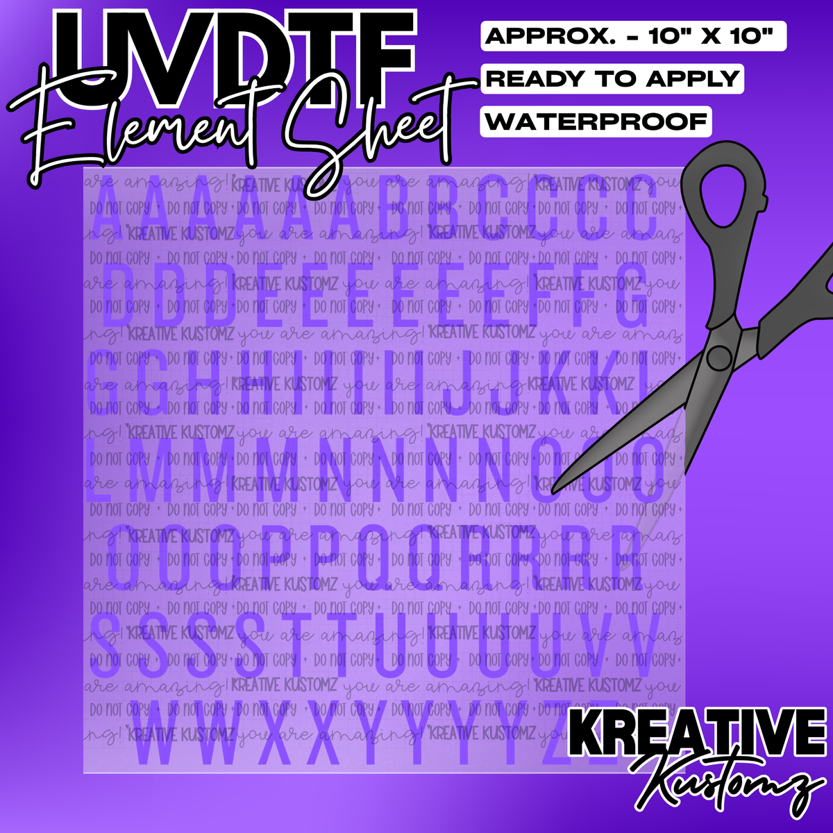UV-DTF Alphabet Sheets - Knockout