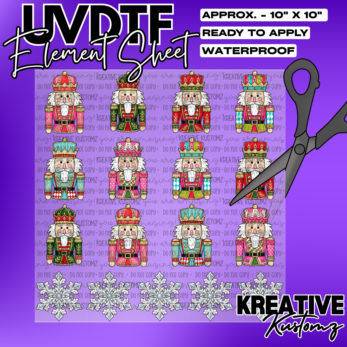 Nutcracker Christmas | UVDTF 10"x10" Element Sheet