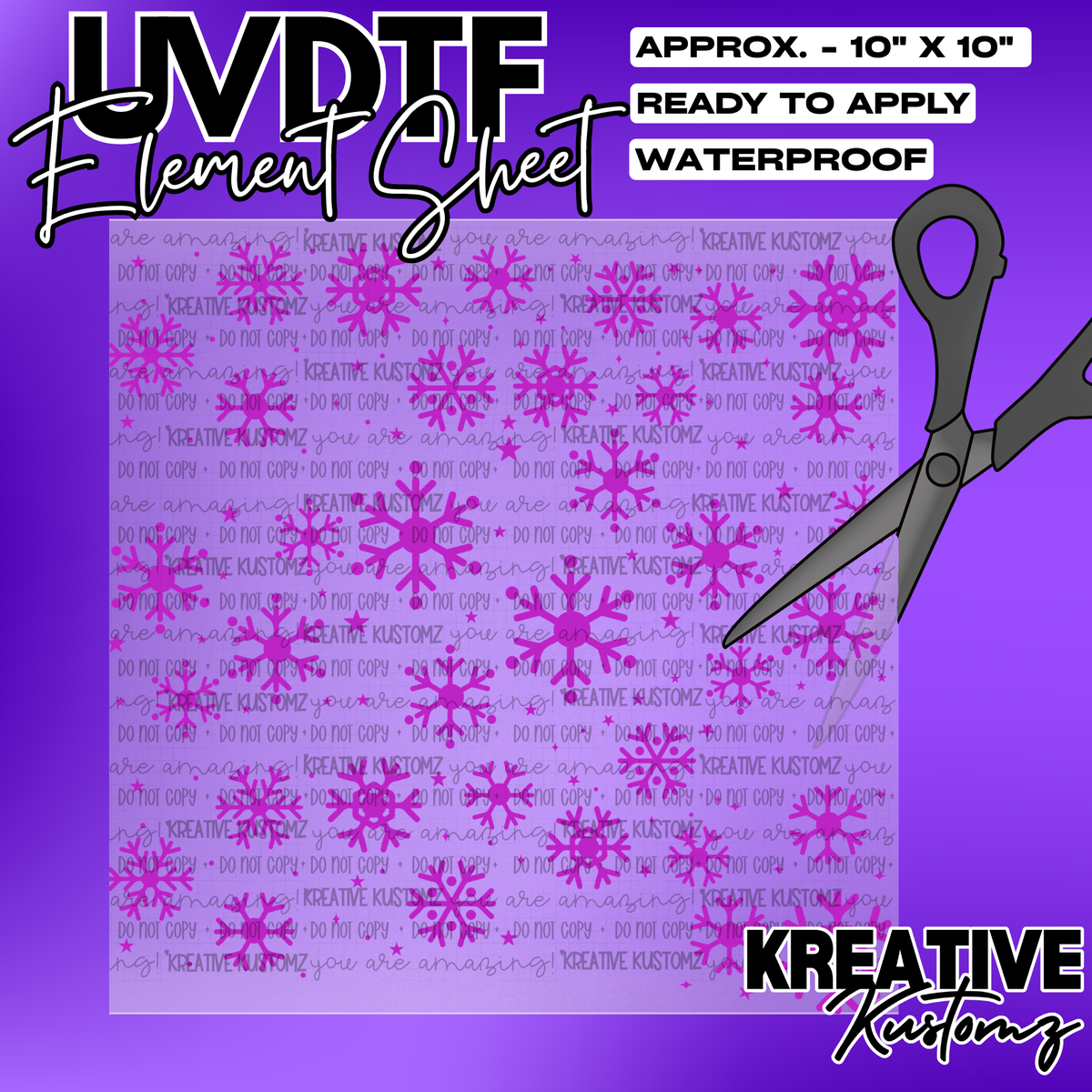 Purple Snowflakes | UVDTF 10"x10" Element Sheet