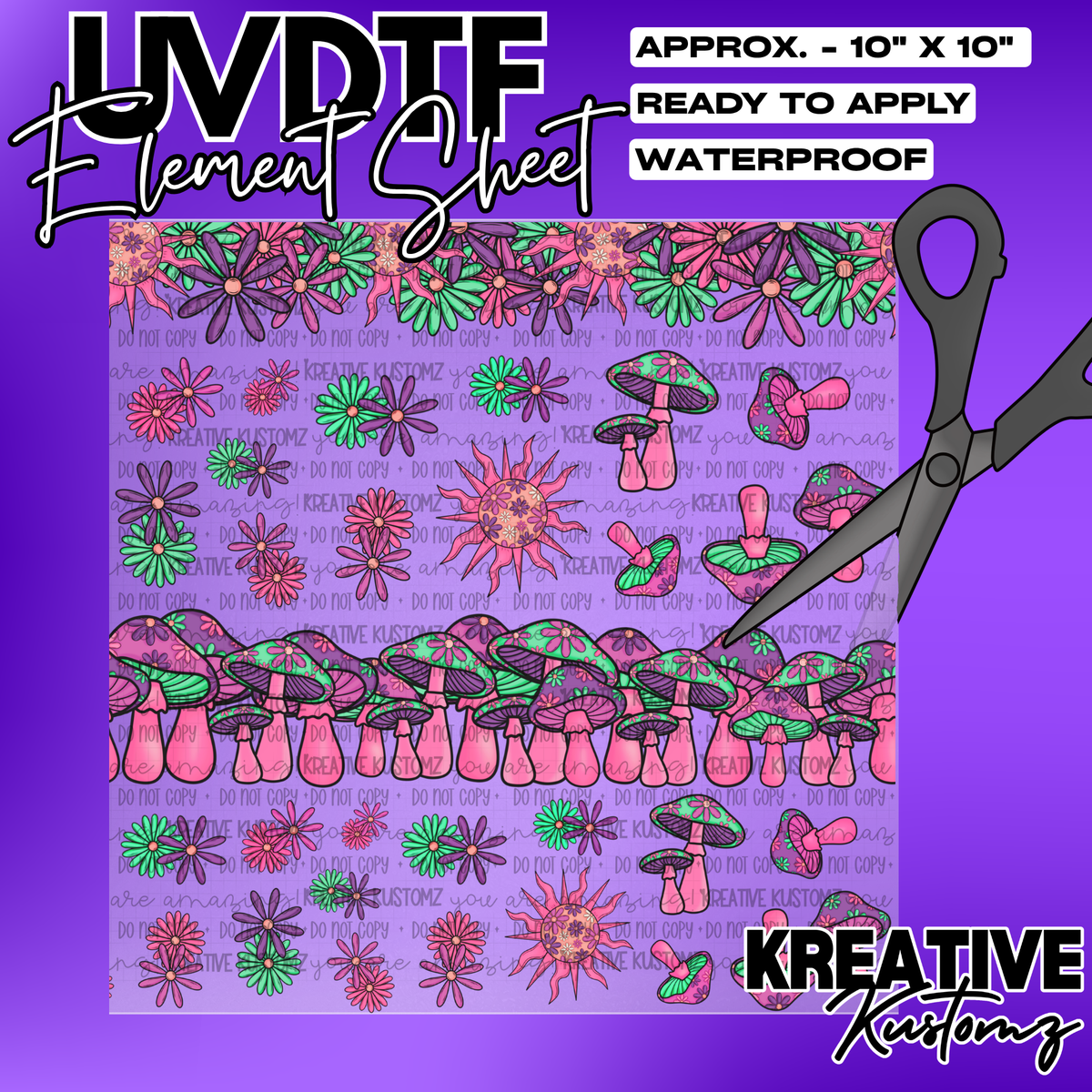 Bright Flowers | UVDTF 10"x10" Element Sheet