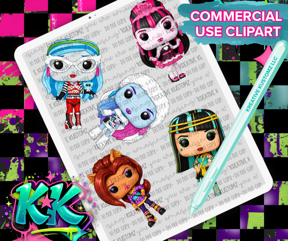 Monster Doll Clipart Bundle - Digital Download