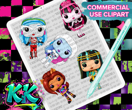 Monster Doll Clipart Bundle - Digital Download