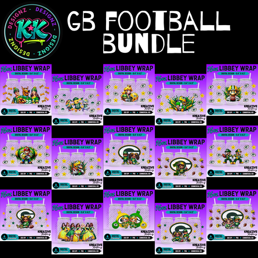 GB Football | 16oz Libbey Glass Can Wrap PNG - Digital Download Bundle