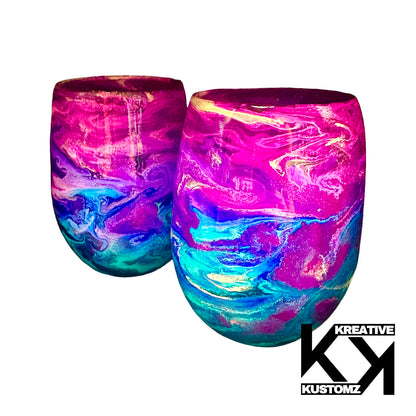 Purple & Blue Galaxy Stemless Wine Glass - 2pc Set