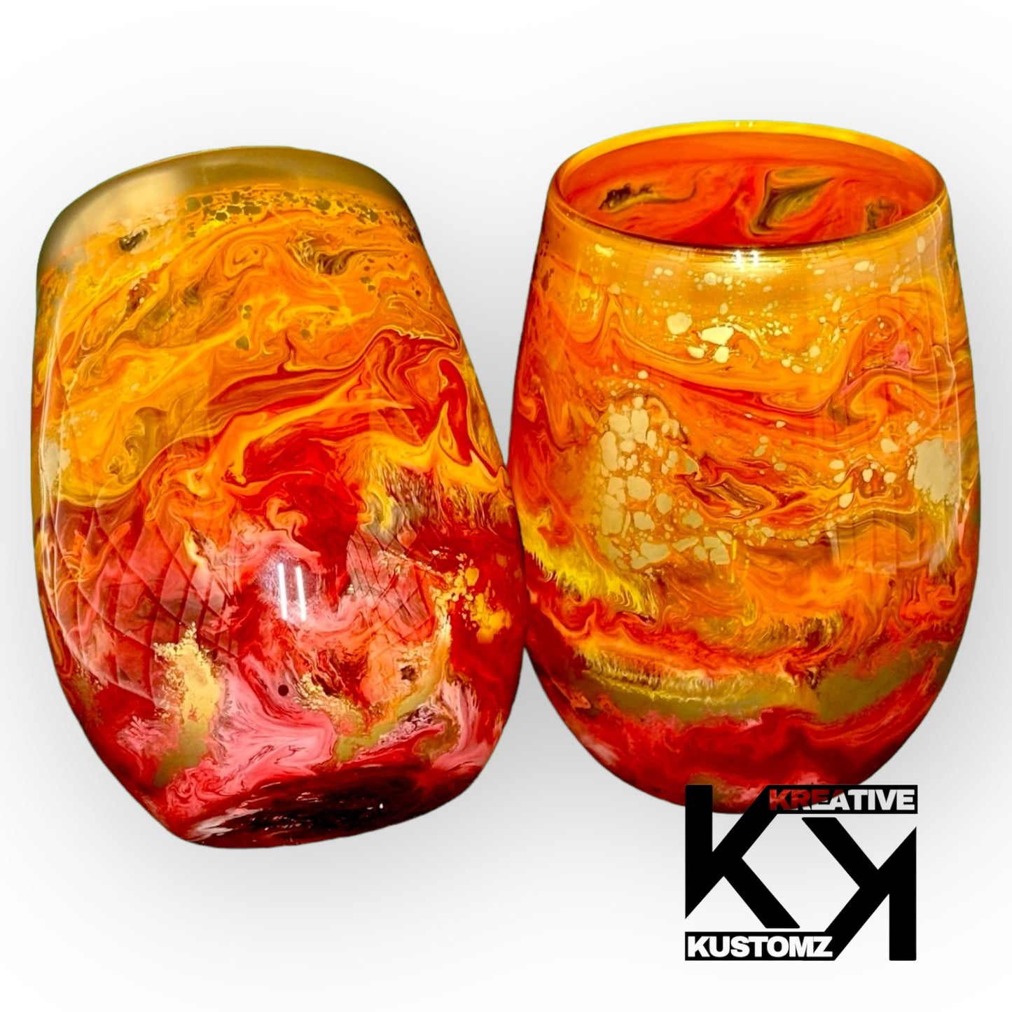 Orange Galaxy Stemless Wine Glass - 2pc Set