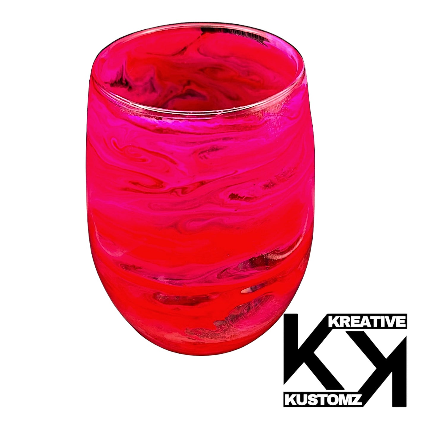 Bright Pink Galaxy Stemless Wine Glass