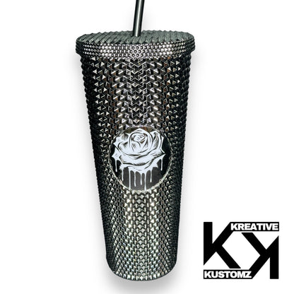 White Dripping Rose - 24oz Studded