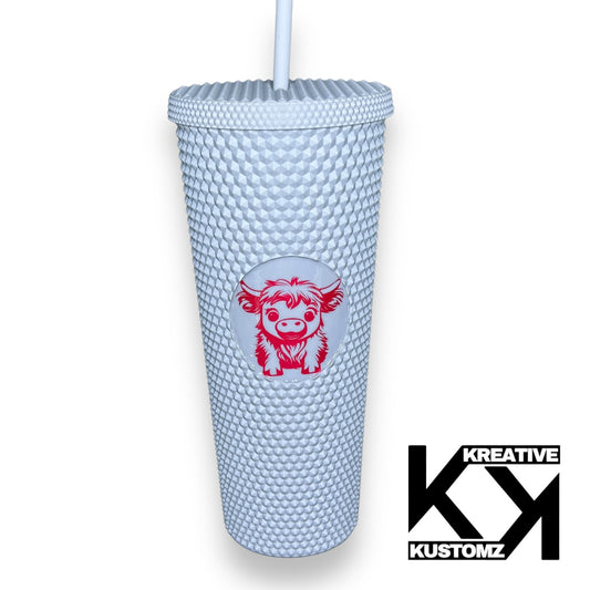 Pink Highland Cow - 24oz Studded