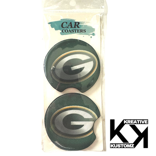 Green GB Packer Car Coaster Set