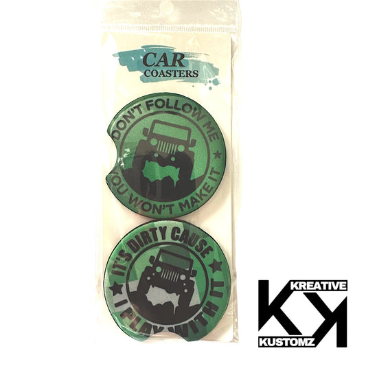 Green Jeep Car Coaster Set