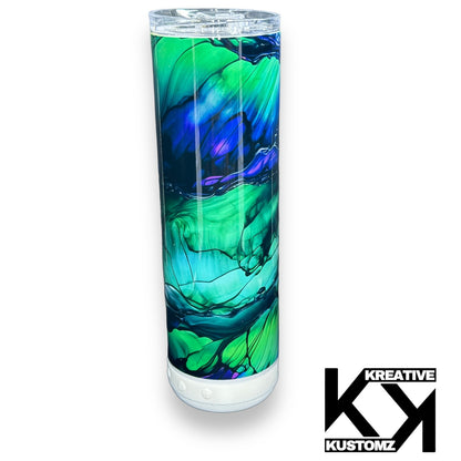 Blue & Green Alcohol Ink - 20oz Speaker Tumbler