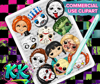 Horror Balloons Clipart Bundle - Digital Download