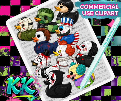 Horror Ducks Clipart Bundle - Digital Download
