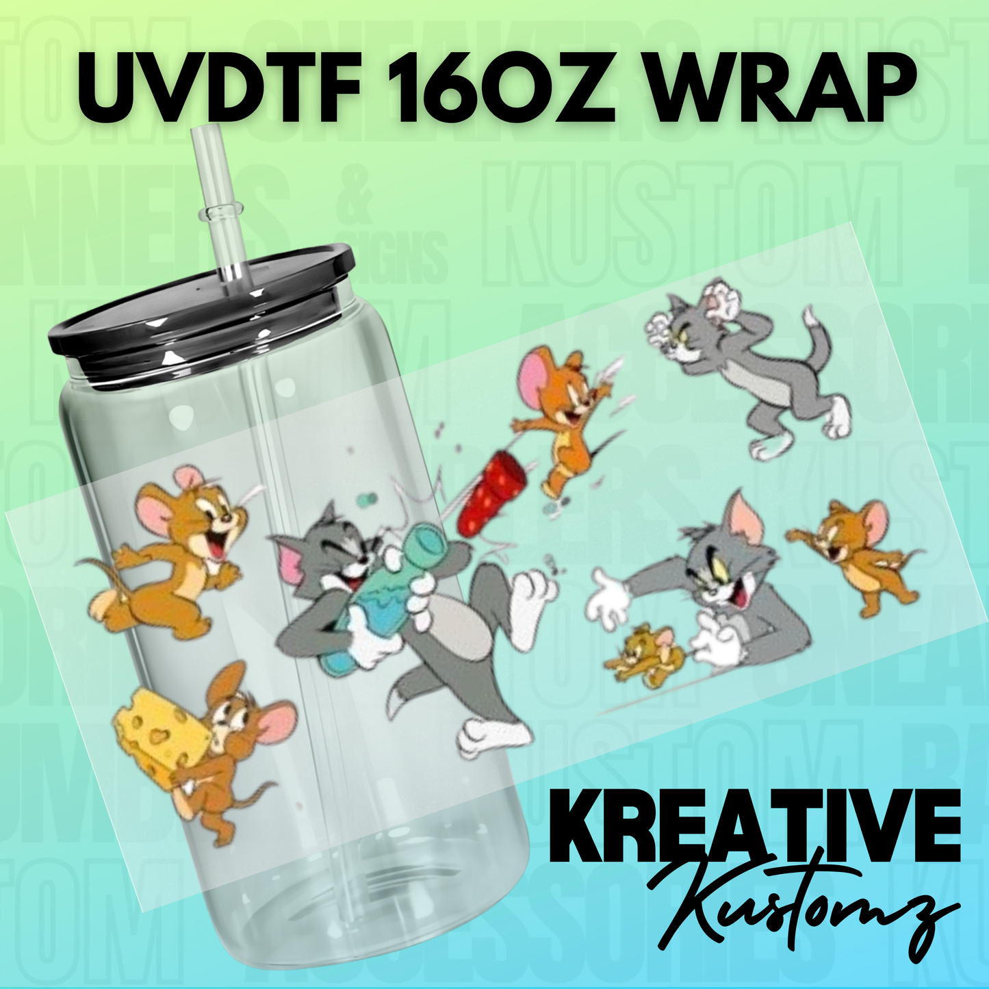 KK-B4062 Tom and Mouse - 16oz UVDTF Wrap