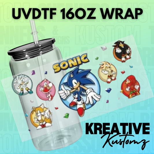 KK-E241 Sonic Fast Friends - 16oz UVDTF Wrap