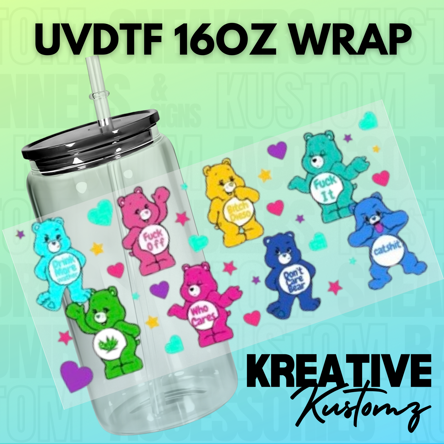 KK-E313 Naughty Bears  - 16oz UVDTF Wrap