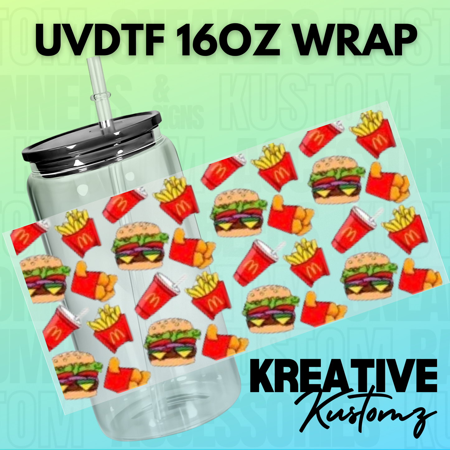 KK-E791 Burger and Fries - 16oz UVDTF Wrap