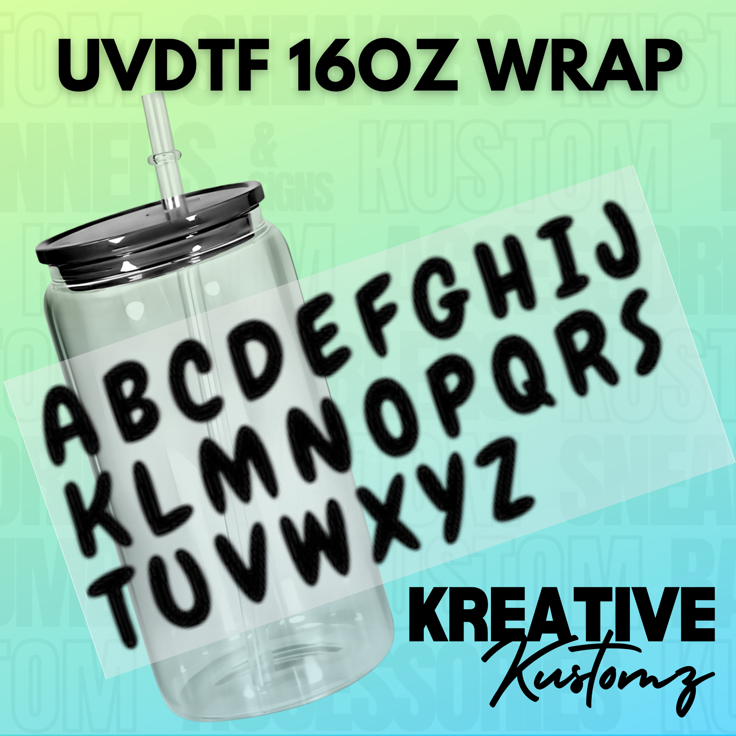 KK-E1062 Bold Alphabet - 16oz UVDTF Wrap