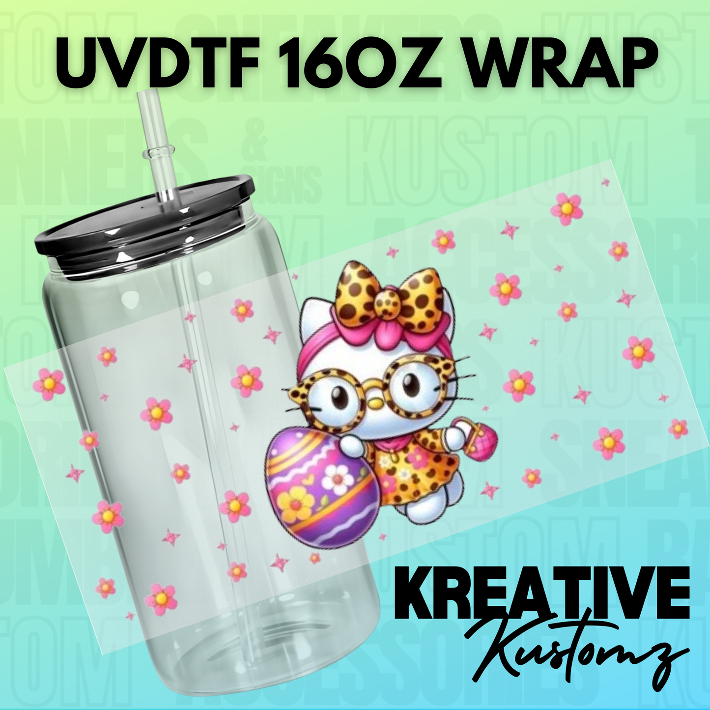 KK-EB1 Bougee Easter Kitty - 16oz UVDTF Wrap