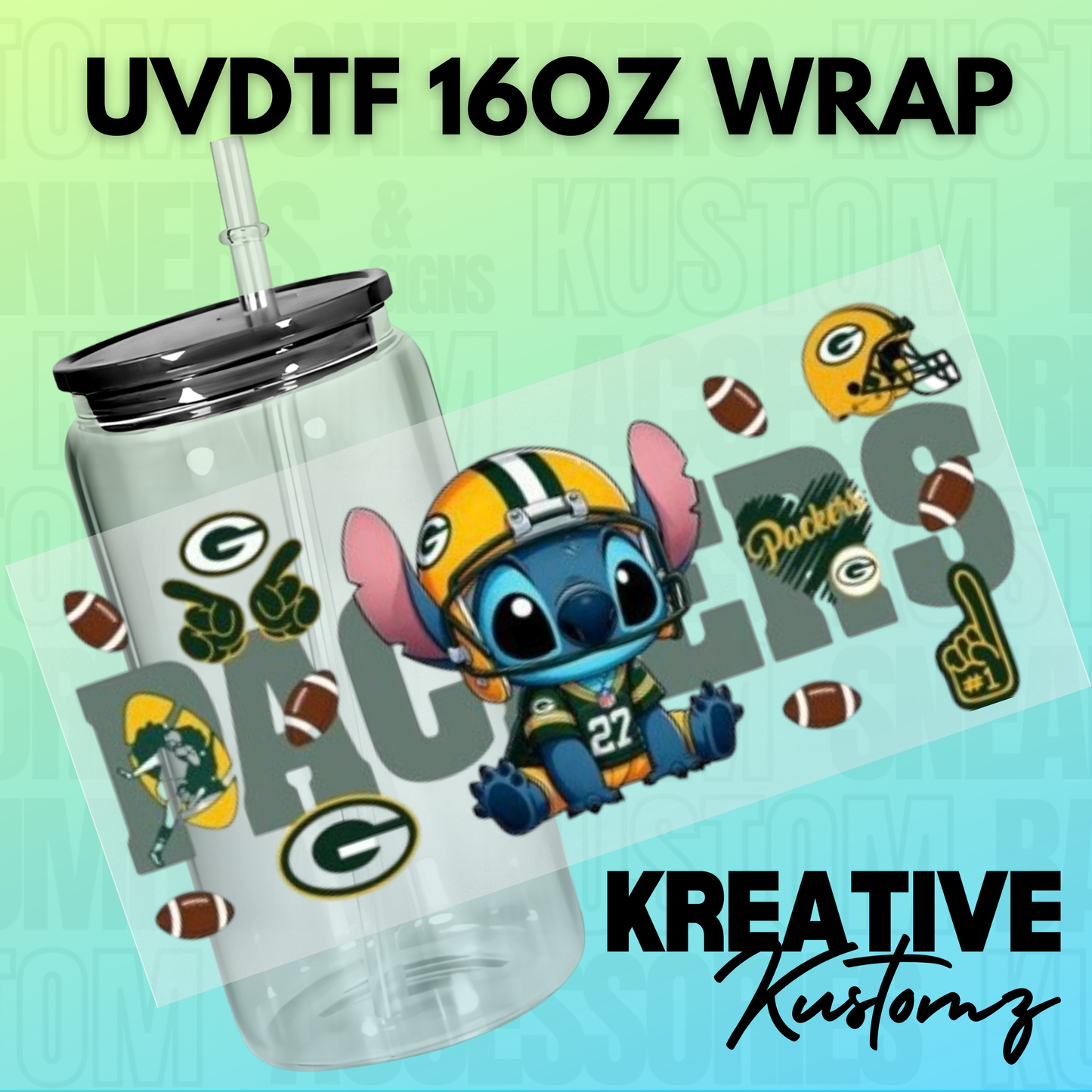 KK-B8437 GB Football Stitch - 16oz UVDTF Wrap