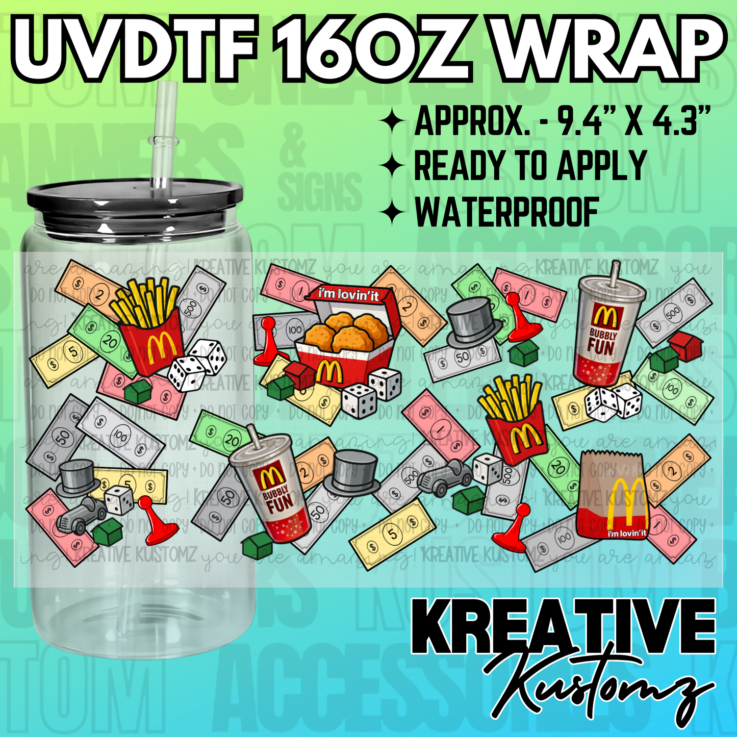 KK-2502  | UVDTF | 16oz Glass Can Libbey Wrap