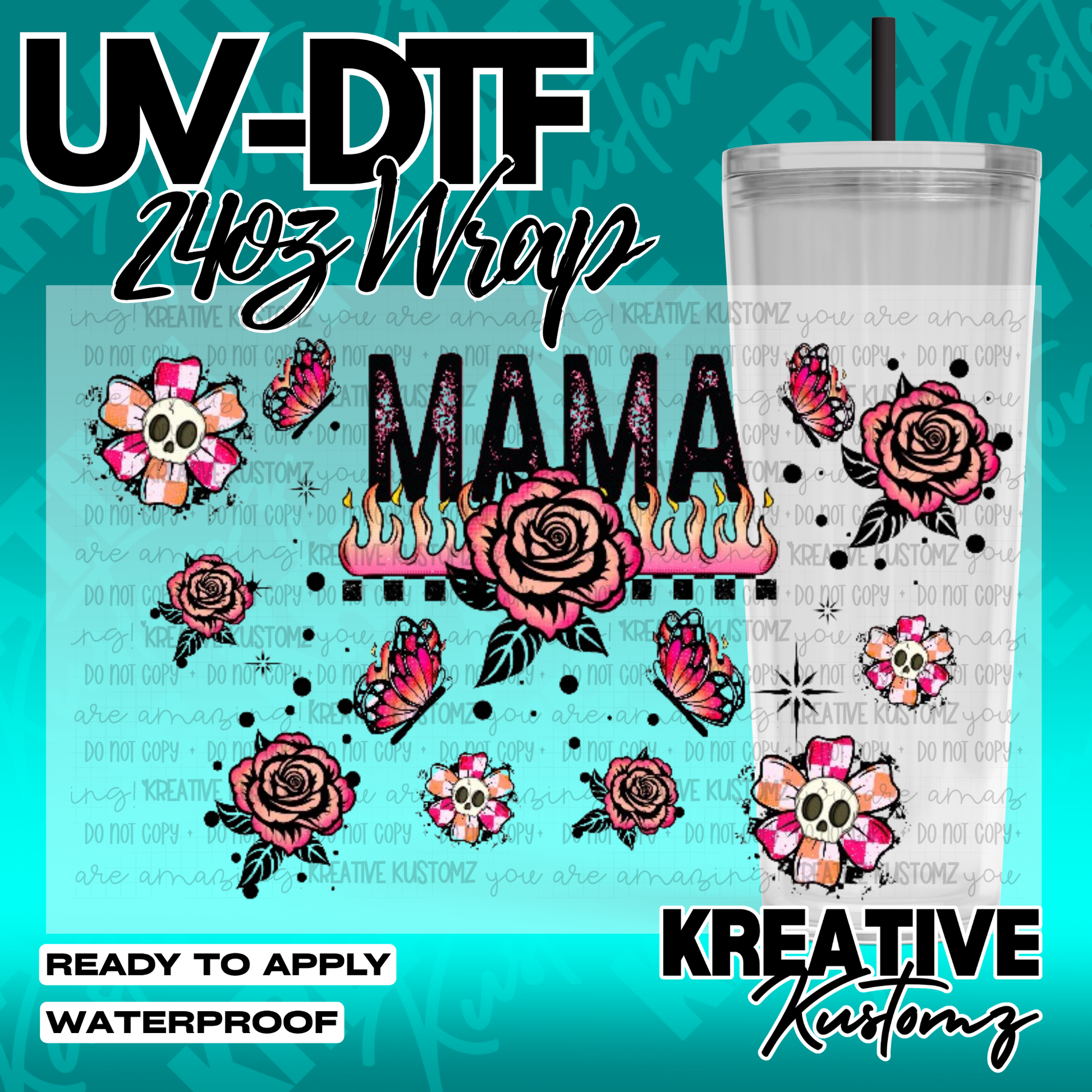 UV DTF Cup Wrap for 24oz Tumblers
