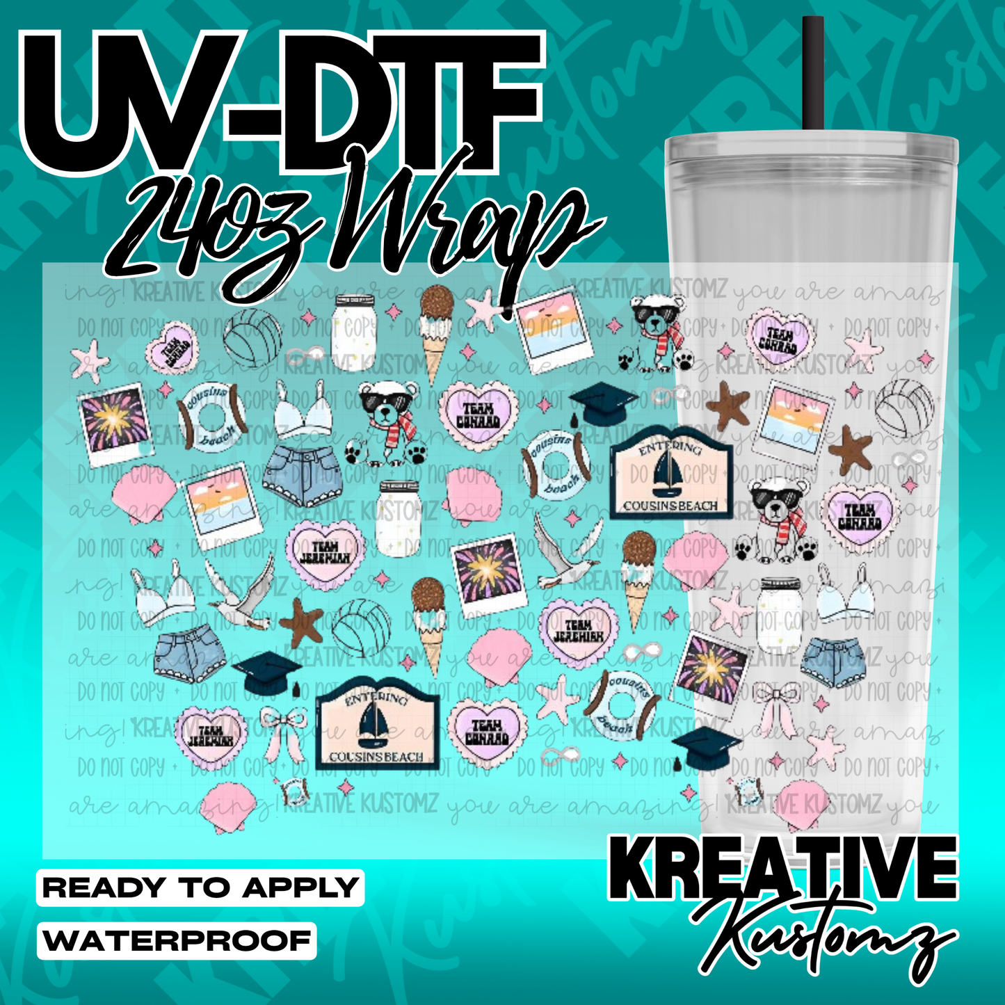 UV DTF Cup Wrap for 24oz Tumblers