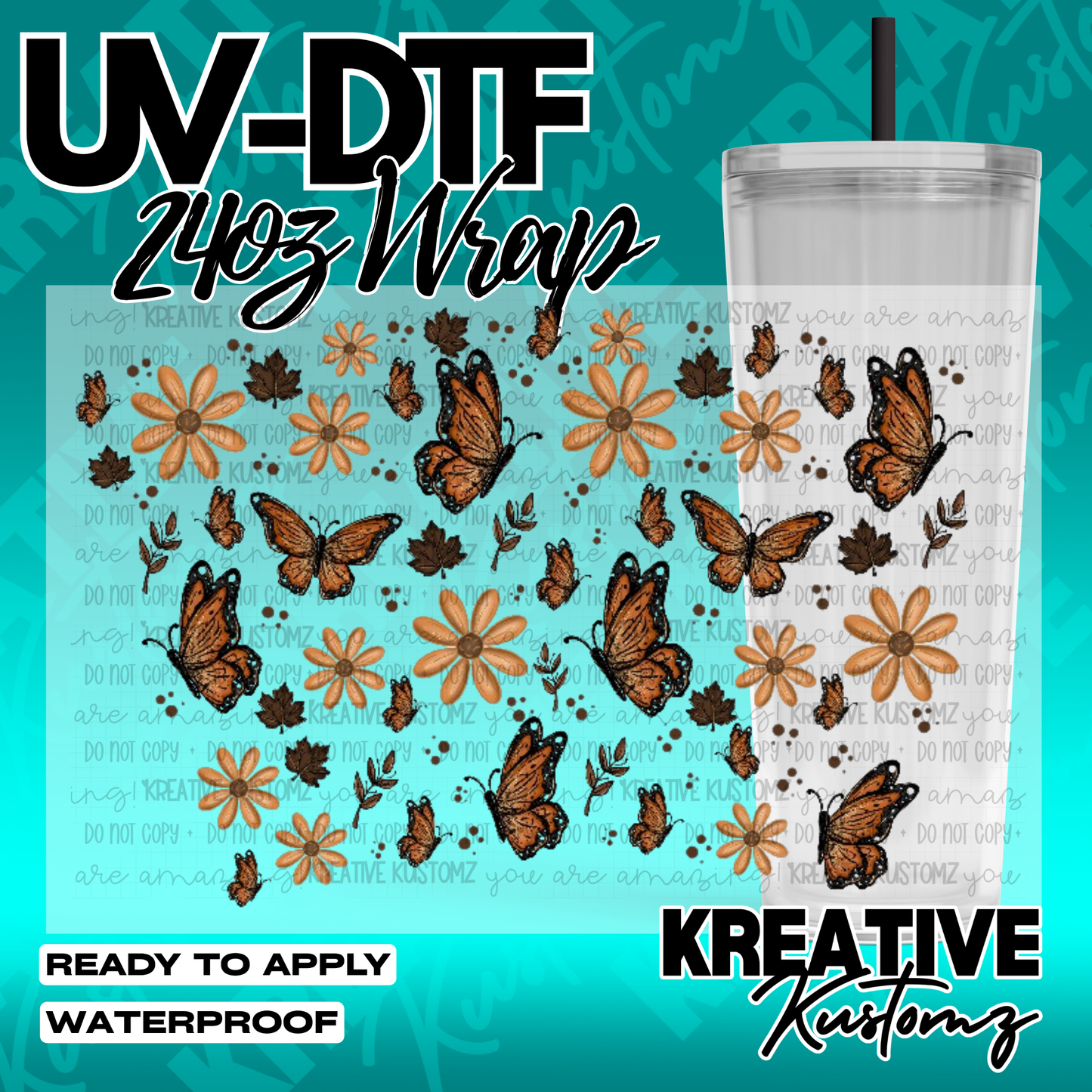 UV DTF Cup Wrap for 24oz Tumblers