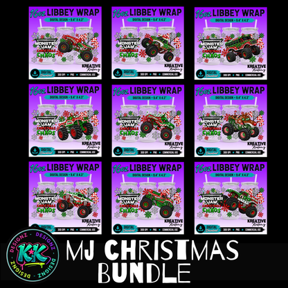 MJ Truck Christmas | 16oz Libbey Glass Can Wrap PNG - Digital Download Bundle