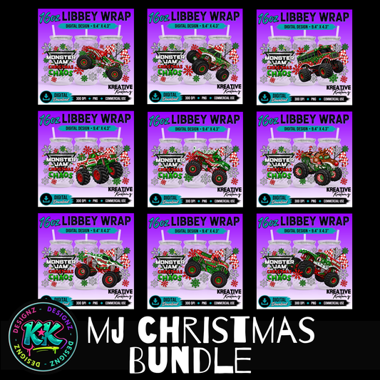 MJ Truck Christmas | 16oz Libbey Glass Can Wrap PNG - Digital Download Bundle