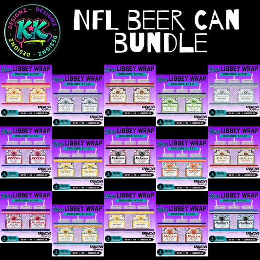 NFL Beer Can | 16oz Libbey Glass Can Wrap PNG - Digital Download Bundle