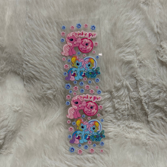 A rectangular UV DTF adhesive pen wrap featuring repeating My Little Pony character designs.