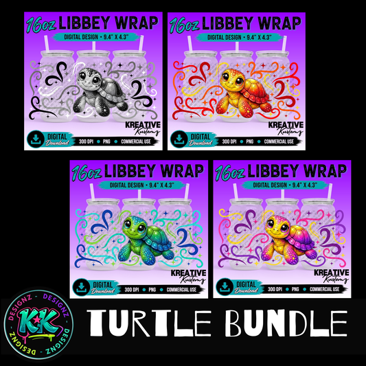 Cute Turtles | 16oz Libbey Glass Can Wrap PNG - Digital Download Bundle