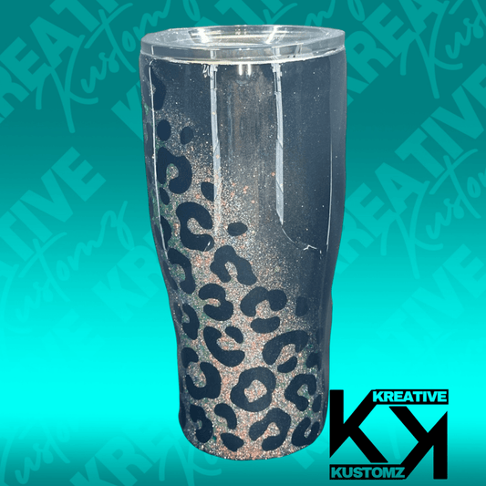 Black Glitter Cheetah - 20oz - Kreative Kustomz
