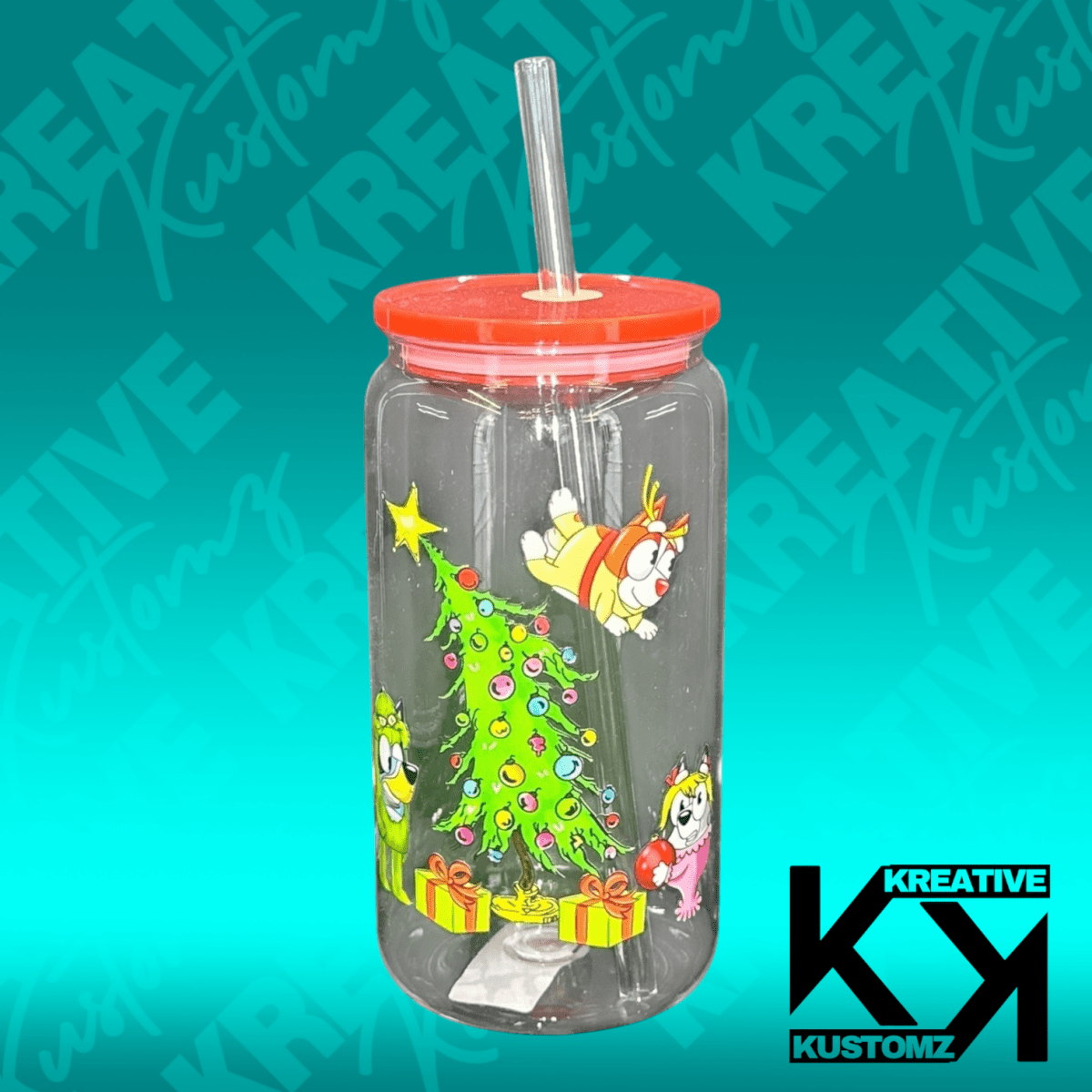 Blue Dog Christmas Libbey - 16oz - Kreative Kustomz