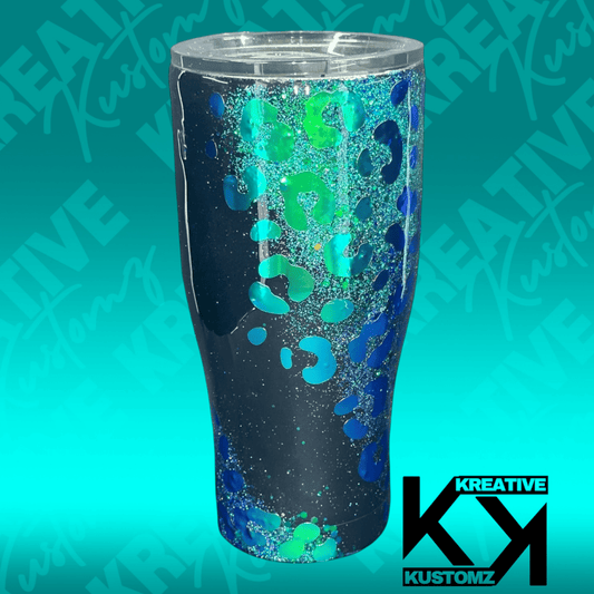 Blue Glitter Cheetah - 20oz - Kreative Kustomz