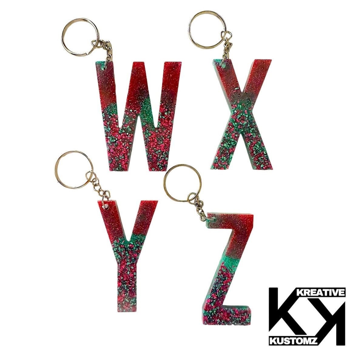 Bold Letter Keychain - Magenta & Green - Kreative Kustomz