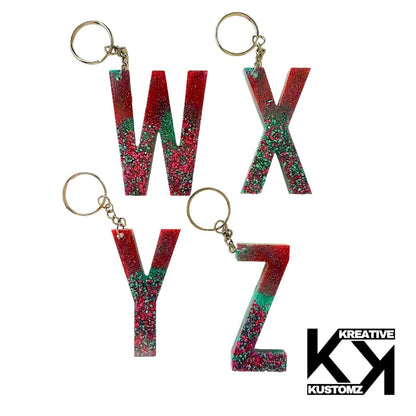 Bold Letter Keychain - Magenta & Green - Kreative Kustomz